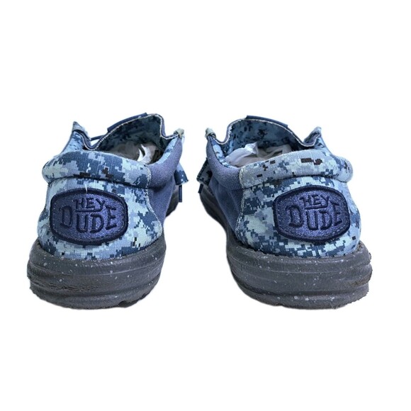 Hey Dude US Navy Camo Blue Wally Sox Mens Size 7 Military Slip On Shoes Sneakers - Picture 7 of 10